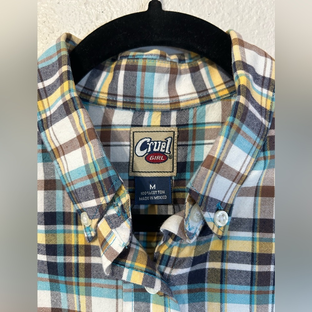Cruel Girl Plaid Button Down Shirt Women Size Medium - Picture 4 of 7